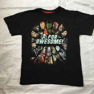 Men's Marvel Avengers Infinity War A is for Awesome Black T-Shirt Boys Size Med